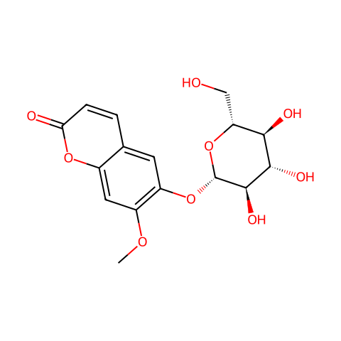 6-甲氧基香豆素-7-0-beta-D-吡喃葡萄糖苷结构图