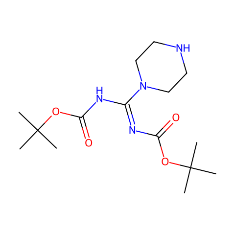 [tert-Butoxycarbonylimino(piperazin-1-yl)methyl]carbamic acid tert-butyl ester结构图