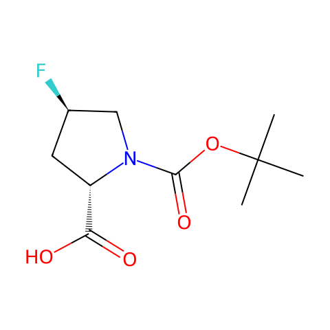 (2S,4R)-1-(叔丁氧基羰基)-4-氟-2-吡咯烷羧酸结构图