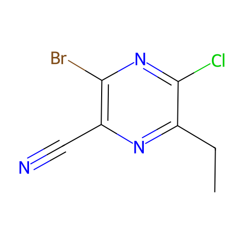 3-bromo-5-chloro-6-ethylpyrazine-2-carbonitrile结构图
