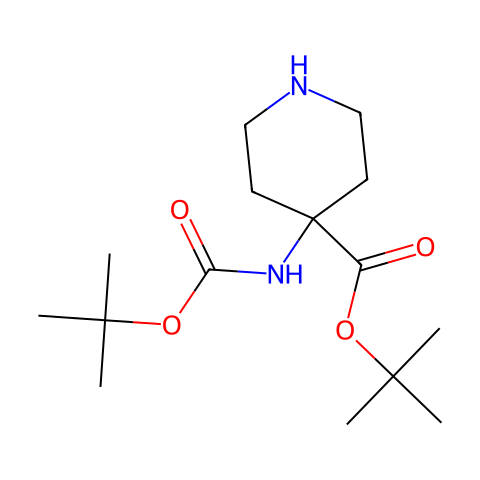 tert-butyl 4-{[(tert-butoxy)carbonyl]amino}piperidine-4-carboxylate结构图