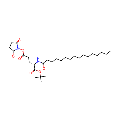 N-棕榈酰-L-谷氨酸1-叔丁基5-(N-琥珀酰亚胺)酯结构图