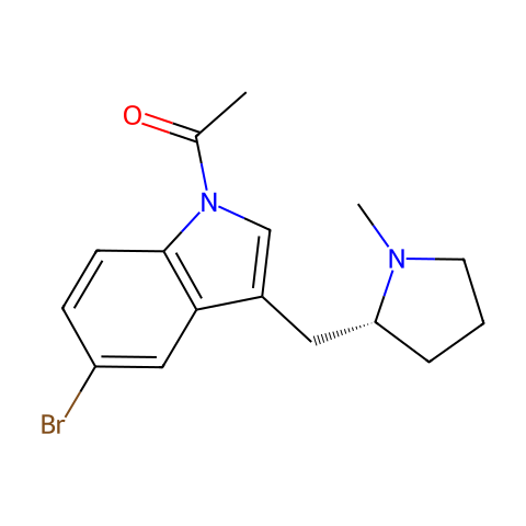 (R)-1-(5-Bromo-3-((1-methylpyrrolidin-2-yl)methyl)-1H-indol-1-yl)ethanone结构图