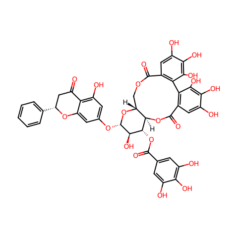 Pinocembrin-7-O-(3''-galloyl-4'',6''-(S)-hexahydroxydiphenoyl)-β-D-glucose结构图
