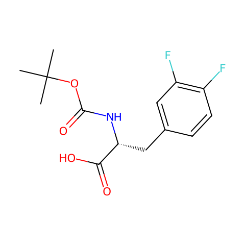N-(叔丁氧羰基)-3,4-二氟-D-苯丙氨酸结构图