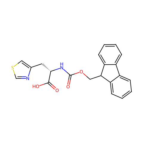 Fmoc-3-(4-噻唑基)-L-丙氨酸结构图