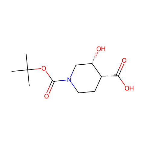 cis-1-[(tert-butoxy)carbonyl]-3-hydroxypiperidine-4-carboxylic acid结构图
