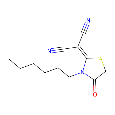 2-(3-己基-4-氧代噻唑烷-2-亚基)丙二腈结构图