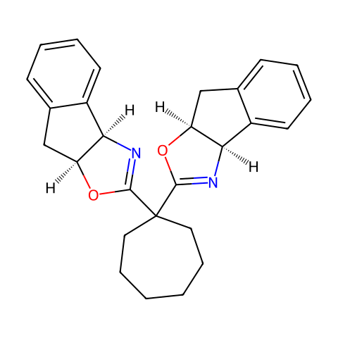(3aR,3'aR,8aS,8'aS)-2,2'-环亚己基双[3a,8a-二氢-8H-茚并[1,2-d]恶唑结构图