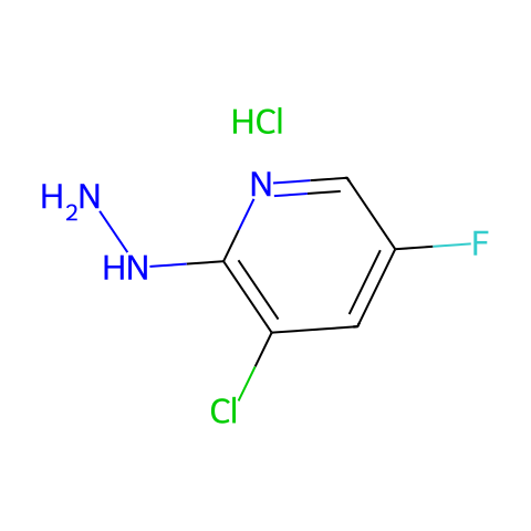 3-Chloro-5-fluoro-2-hydrazinylpyridine hydrochloride结构图