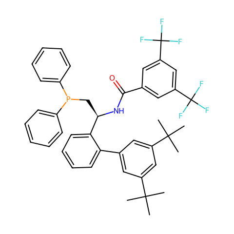 N-[(1S)-1-[3',5'-双(叔丁基)(1,1'-联苯)]-2-(二苯基膦)乙基]-3,5-二(三氟甲基)苯甲酰胺结构图