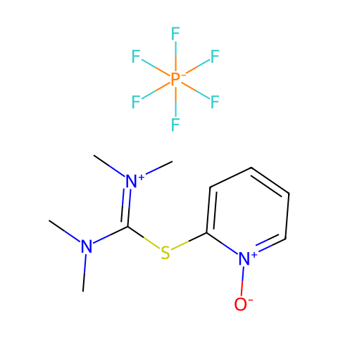 N,N,N',N'-四甲基-S-(1-氧代-2-吡啶基)硫脲六氟磷酸盐结构图
