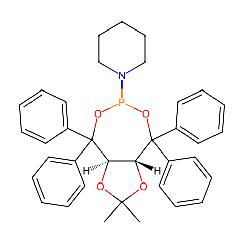 1-[(3AR,8AR)-四氢-2,2-二甲基-4,4,8,8-四苯基-1,3-二噁唑并[4,5-E][1,3,2]二噁膦杂庚英-6-基]哌啶结构图