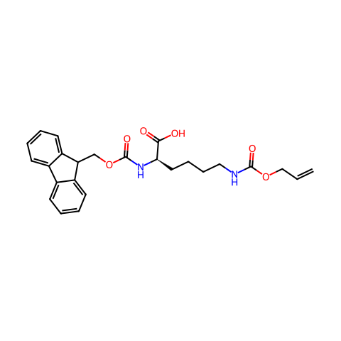 Nα-芴甲氧羰基-Nε-烯丙氧羰基-D-赖氨酸结构图