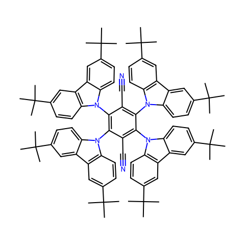 2,3,5,6-四(3,6-二叔丁基-9-咔唑基)-对苯二腈结构图