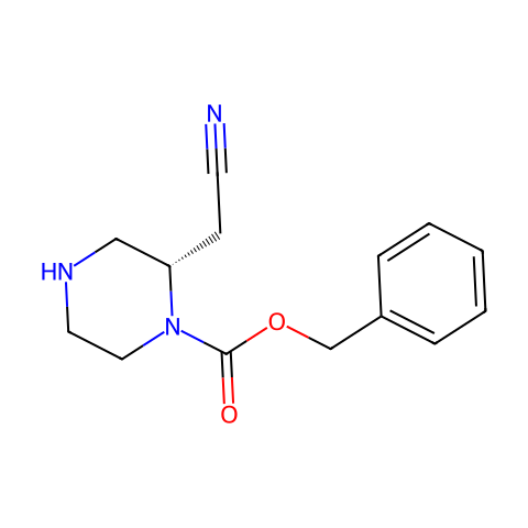 benzyl (2S)-2-(cyanomethyl)piperazine-1-carboxylate结构图
