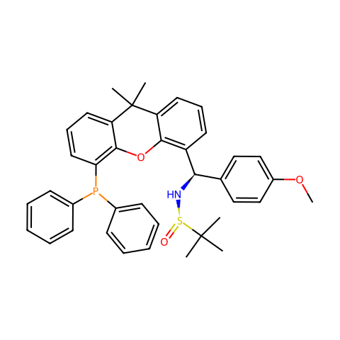 [S（R）]-N-[（R）-[5-（二苯基膦基）-9,9-二甲基-9H-噻吨-4-基]（4-甲氧基苯基）甲基]-2-甲基-2-丙烷亚磺酰胺结构图