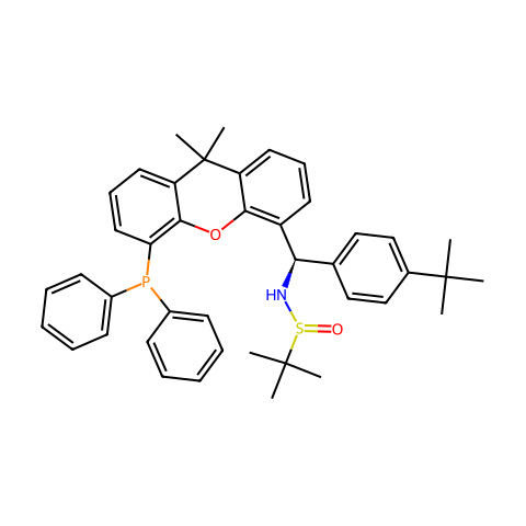 [S（R）]-N-[（R）-[4-（1,1-二甲基乙基）苯基] [5-（二苯基膦基）-9,9-二甲基-9H-黄嘌呤-4-基]甲基]-2-甲基-2-丙烷亚磺酰胺结构图