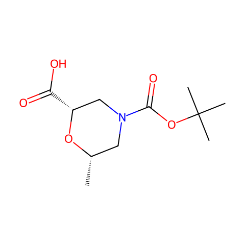 (2S,6S)-4-tert-butoxycarbonyl-6-methyl-morpholine-2-carboxylic acid结构图