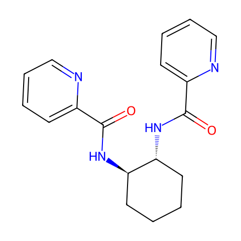 (-)-N,N'-(1R,2R)-1,2-二氨基环己烷二基双(2-吡啶甲酰胺)结构图