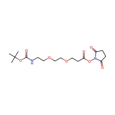 t-Boc-N-氨基-PEG2-琥珀酰亚胺酯结构图