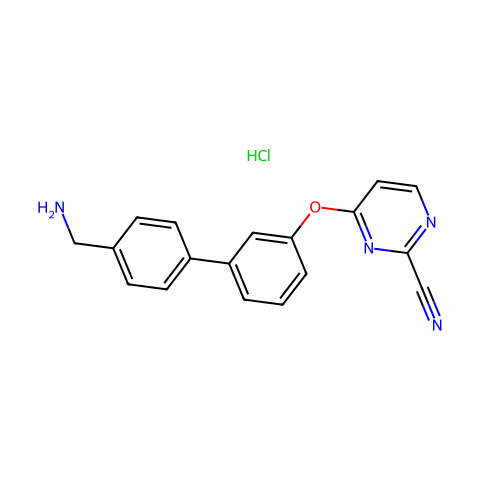 4-((4'-(氨甲基)-[1,1'-联苯]-3-基)氧基)嘧啶-2-腈盐酸盐结构图