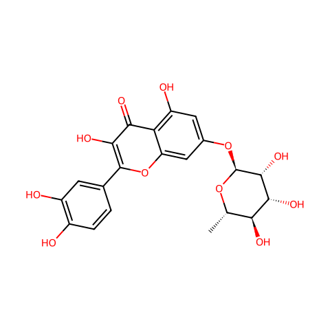 槲皮素7-O-α-L鼠李糖苷结构图