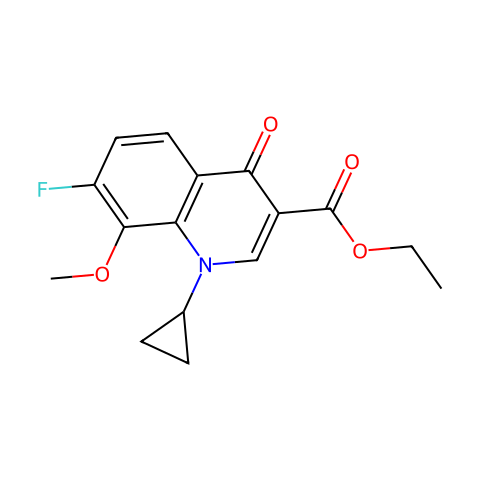1-环丙基-7-氟-8-甲氧基-4-氧代-1,4-二氢喹啉-3-羧酸乙酯结构图