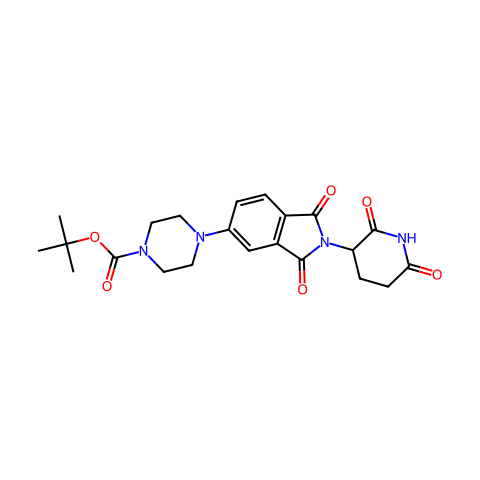 1-Piperazinecarboxylic acid, 4-[2-(2,6-dioxo-3-piperidinyl)-2,3-dihydro-1,3-dioxo-1H-isoindol-5-yl]-, 1,1-dimethylethyl ester结构图