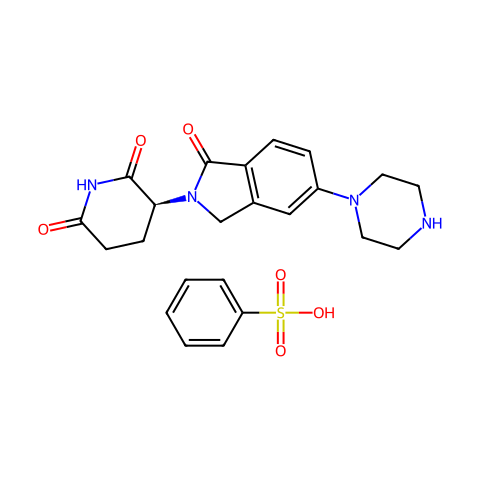 (S)-3-(1-氧代-5-(哌嗪-1-基)异吲哚啉-2-基)哌啶-2,6-二酮苯磺酸盐结构图