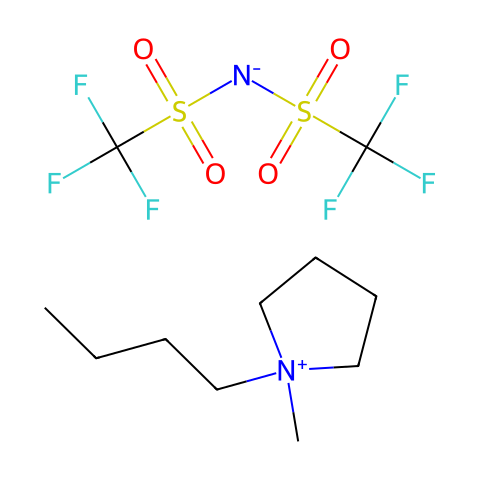 1-正丁基-1-甲基吡咯烷二(三氟甲基磺酰)酰亚胺结构图