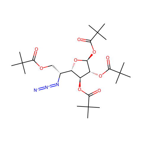5-Azido-5-deoxy-β-D-galactofuranose 1,2,3,6-Tetrakis(2,2-dimethylpropanoate)结构图