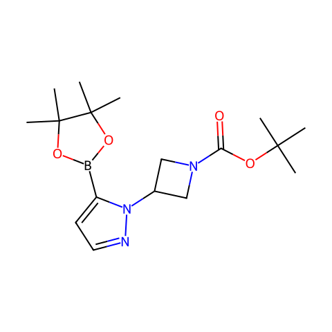tert-butyl 3-[5-(tetramethyl-1,3,2-dioxaborolan-2-yl)-1H-pyrazol-1-yl]azetidine-1-carboxylate结构图