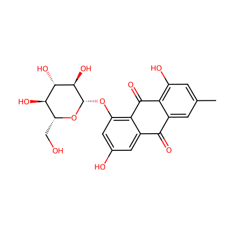 大黄素-8-β-D-吡喃葡萄糖苷结构图