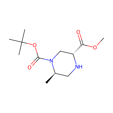 O1-tert-butyl O3-methyl (3R,6R)-6-methylpiperazine-1,3-dicarboxylate结构图