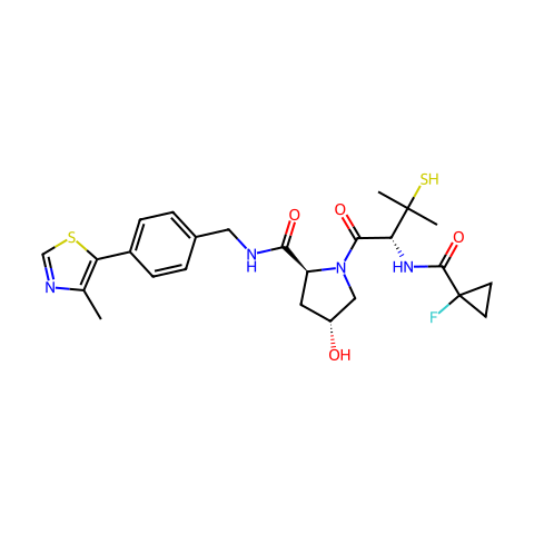 (2S,4R)-1-((R)-2-(1-氟环丙烷甲酰胺基)-3-巯基-3-甲基丁酰基)-4-羟基-N-(4-(4-甲基噻唑-5-基)苄基)吡咯烷-2-甲酰胺结构图