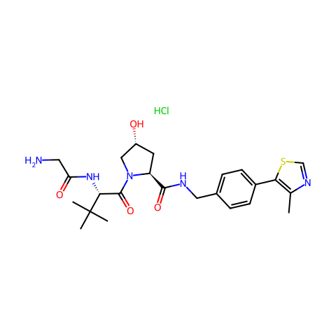 (2S,4R)-1-((S)-2-(2-氨基乙酰胺基)-3,3-二甲基丁酰基)-4-羟基-N-(4-(4-甲基噻唑-5-基)苄基)吡咯烷-2-甲酰胺盐酸盐结构图