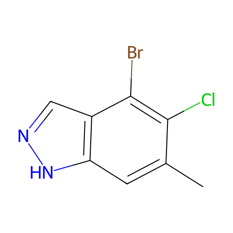 4-bromo-5-chloro-6-methyl-1H-indazole结构图