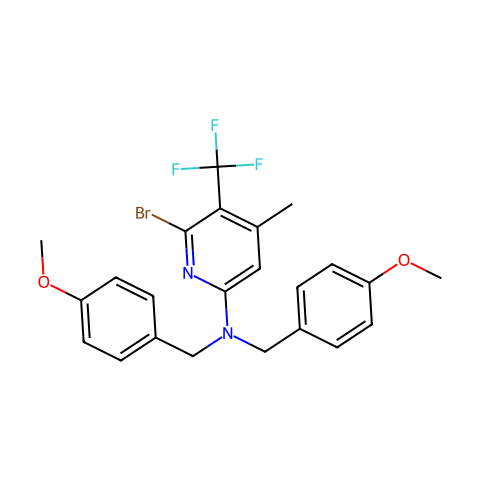 6-bromo-N,N-bis[(4-methoxyphenyl)methyl]-4-methyl-5-(trifluoromethyl)pyridin-2-amine结构图