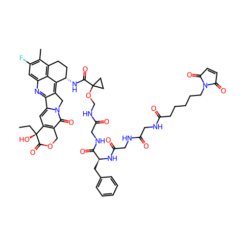 MC-Gly-Gly-Phe-Gly-amide-cyclopropanol-amide-Exatecan结构图