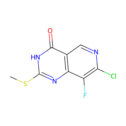 7-氯-8-氟-2-(甲硫基)吡啶并[4,3-d]嘧啶-4(3H)-酮结构图