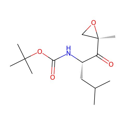 N-[(2S)-4-甲基-1-[(2R)-2-甲基环氧乙烷-2-基]-1-氧代-2-戊基]氨基甲酸叔丁酯结构图