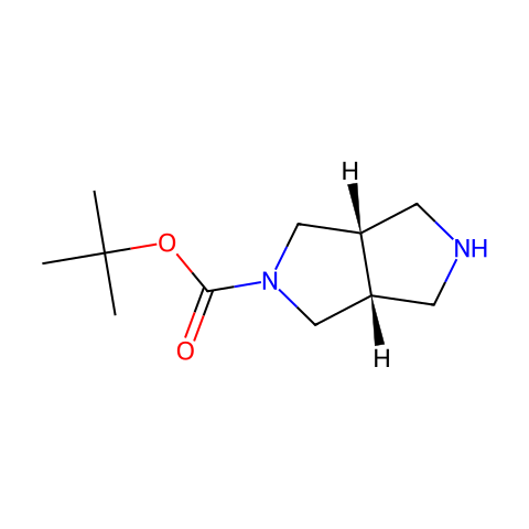 顺式-叔丁基六氢吡咯并[3,4-c]吡咯-2(1H)-甲酸叔丁酯结构图