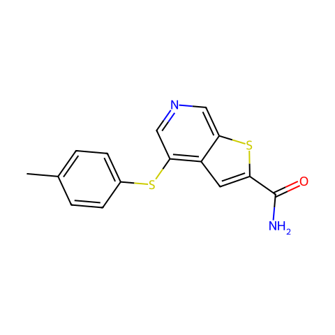 4-[(4-甲基苯基)硫基]噻吩并[2,3-c]吡啶-2-甲酰胺结构图