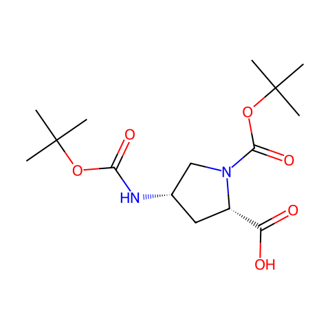 (4S)-4-(BOC-氨基)-1-BOC-L-脯氨酸结构图