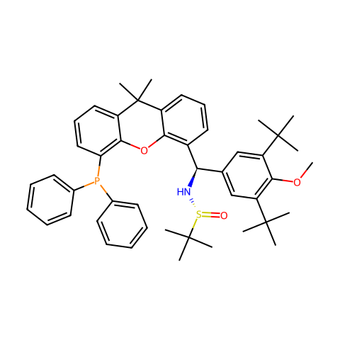 [S(R)]-N-[(R)-[3,5-二叔丁基-4-甲氧基苯基][5-(二苯基膦)-9,9-二甲基-9H-氧杂蒽]甲基]-2-叔丁基亚磺酰胺结构图