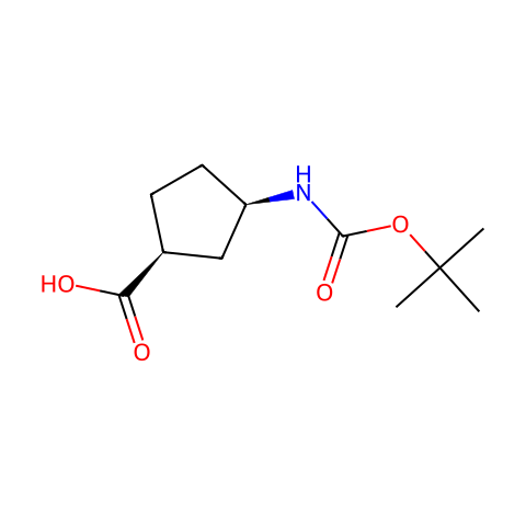 (1S,3R)-3-叔丁氧羰基氨基环戊烷甲酸结构图
