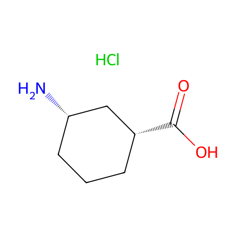 Cyclohexanecarboxylic acid, 3-amino-, hydrochloride (1:1), (1R,3S)-结构图