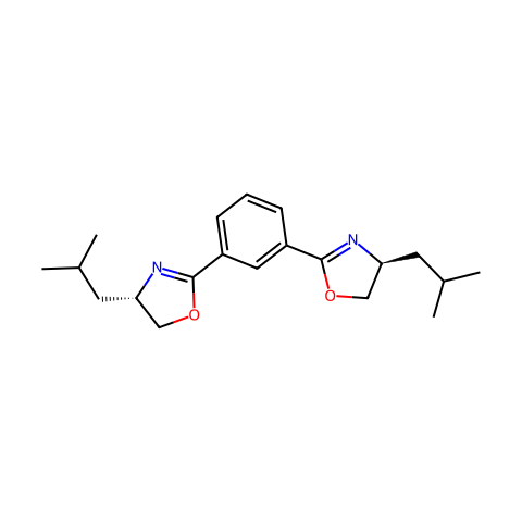 1,3-双((S)-4-异丁基-4,5-二氢恶唑-2-基)苯结构图