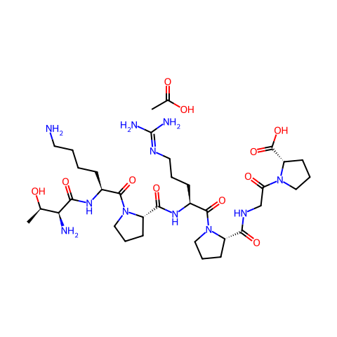 (S)-1-(2-((S)-1-((S)-2-((S)-1-((S)-6-氨基-2-((2S,3R)-2-氨基-3-羟基丁酰胺基)己酰基)吡咯烷-2-甲酰胺)-5-胍基戊酰基)吡咯烷-2-甲酰胺)乙酰基]吡咯烷-2-羧酸醋酸盐结构图